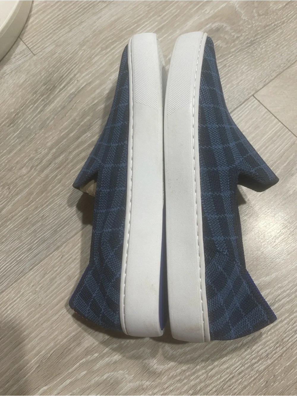 Rothy's size 9 retired blue plaid woman's slip on sneakers